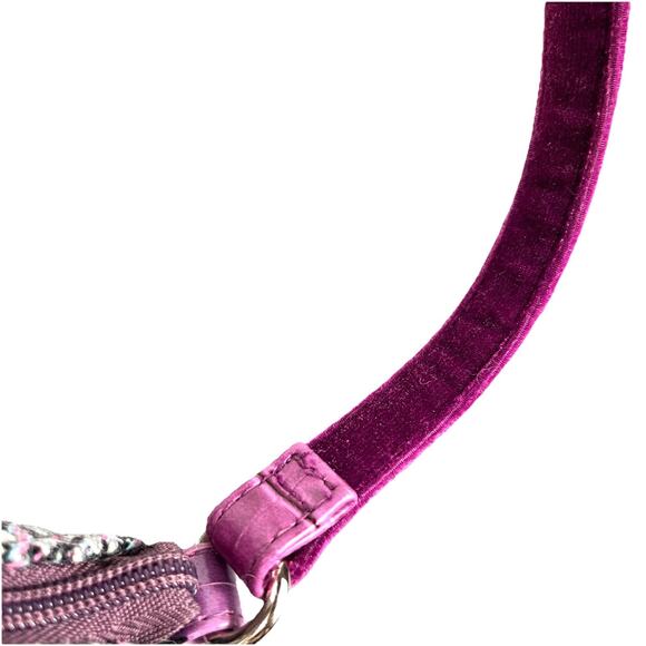 Vintage Womens Embroidered Rhinestone Velvet Floral Shoulder Bag Purse Boho - Picture 10 of 13